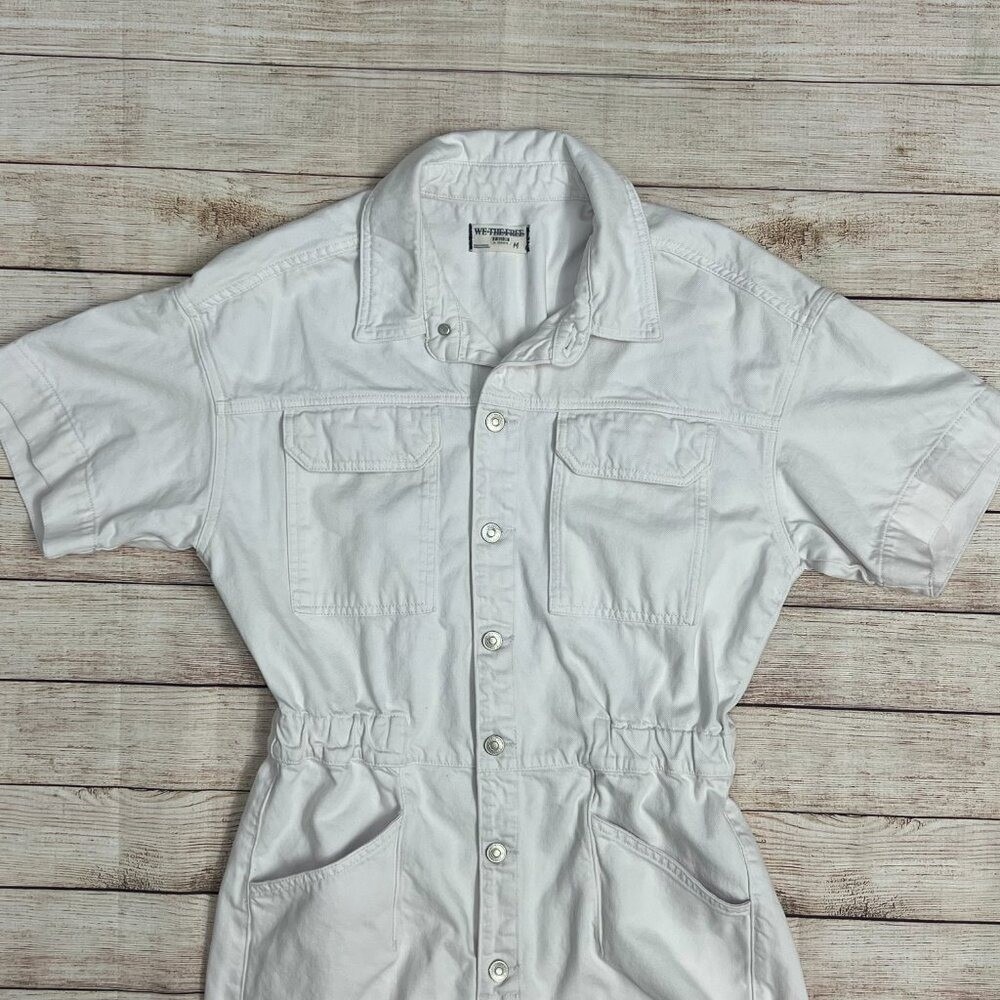 We The Free by Free People Marci Cuffed Shortall Romper Size M White Jumpsuit - Picture 15 of 16